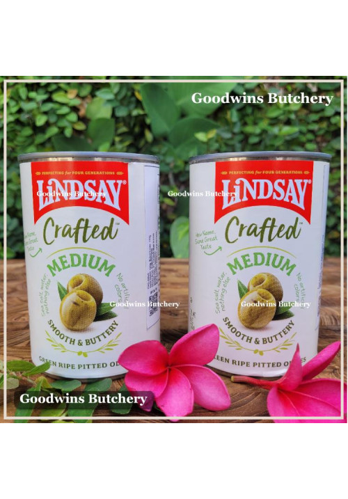 Vegetable olive GREEN OLIVE RIPE PITTED MEDIUM CRAFTED smooth & buttery LINDSAY USA 6oz 420g